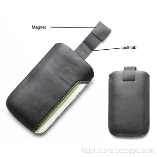 Leather Case with Retractable Pull-tab and Magnetic Button, Suitable for iPhone 4